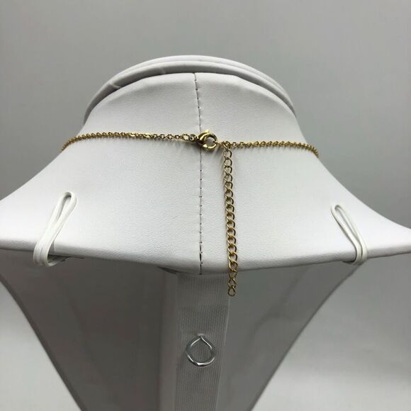 18K Gold Plated Women's Side Cross Cubic Zirconia Necklace Waterproof Jewelry - Picture 7 of 10